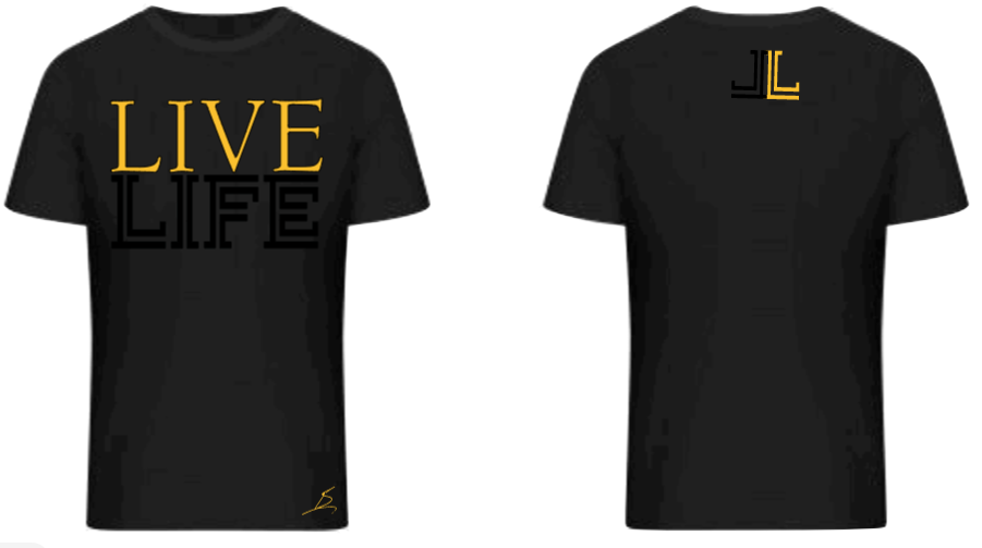 Black and Gold Live Life Tee